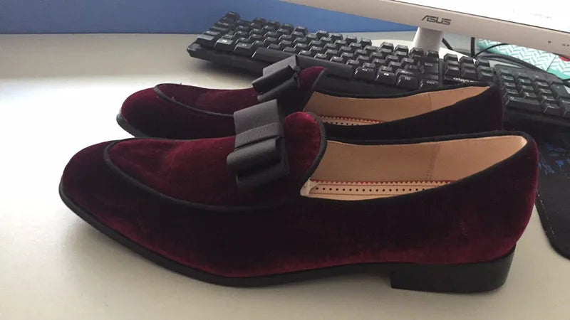 Qianruiti Claasic Bowknot Men Dress Shoes Handmade Patent Men's Banquet Loafers White Slip-on Belgian Style Business Shoe