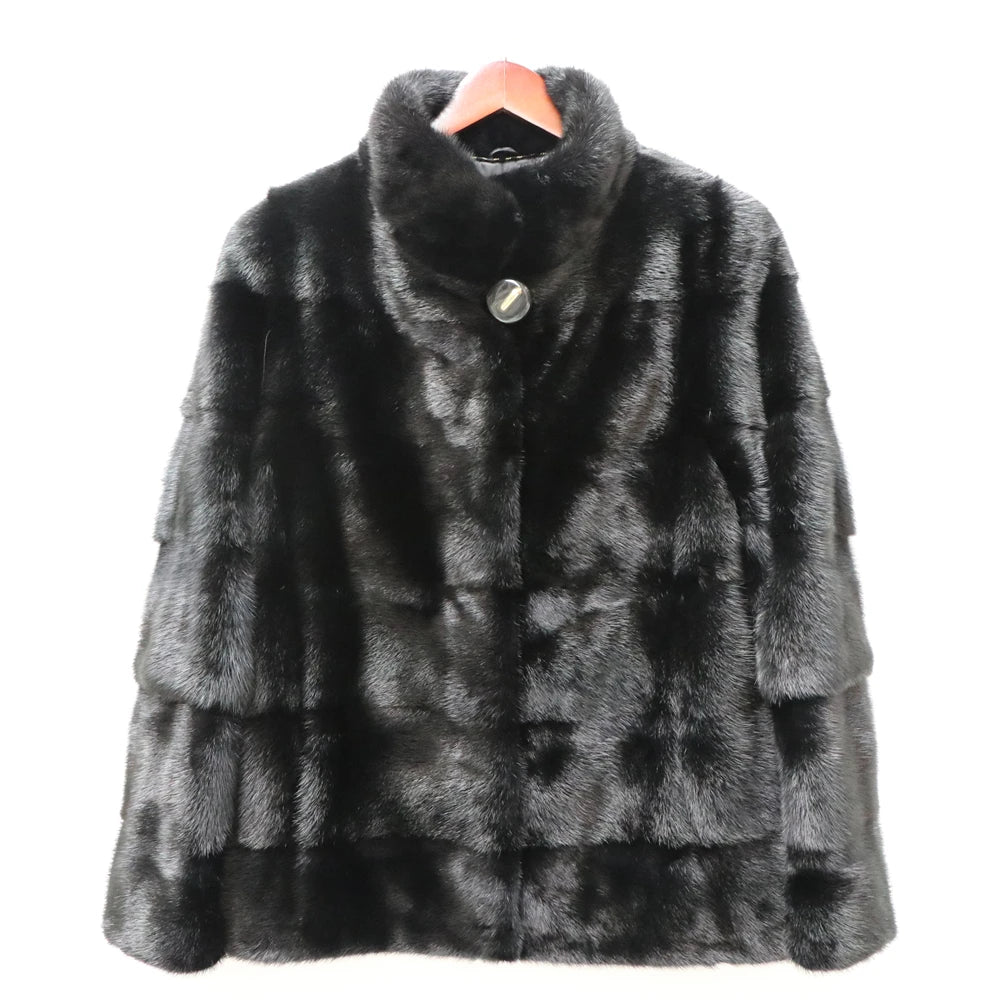 Fancy Rani Real Mink Fur Coat Natural Mink Clothing Short Style Winter Fashion For Women 2024 Plus Size Customizable