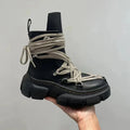 2025 New Desert Punk Style Women's Shoes British Style Multi-Lace Casual Boots Wilderness Style Thick-Soled Street Style Riding Boots