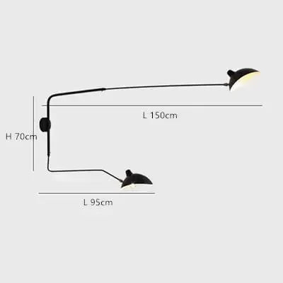 French Designer Long Arm Wall Sconce Lamp Rotary Led Light  for Living Room Bedroom