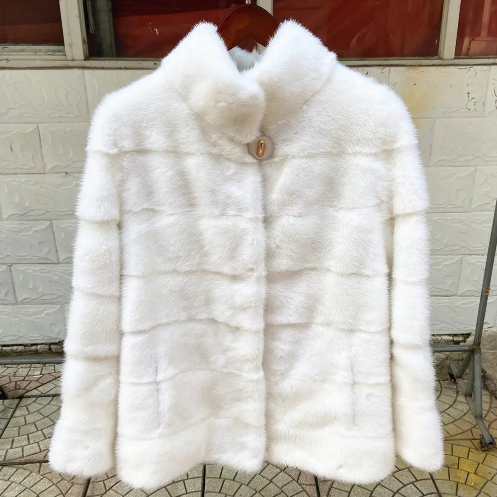 Fancy Rani Real Mink Fur Coat Natural Mink Clothing Short Style Winter Fashion For Women 2024 Plus Size Customizable