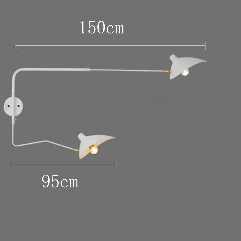French Designer Long Arm Wall Sconce Lamp Rotary Led Light  for Living Room Bedroom