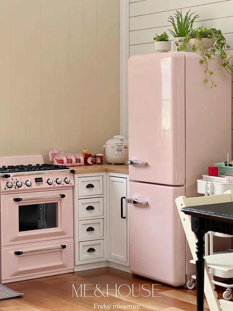 1/6 Doll House Model Furniture Accessories Metal Refrigerator With Light Kitchen Appliances Bjd Ob11 Gsc Blyth Lol Miniatures