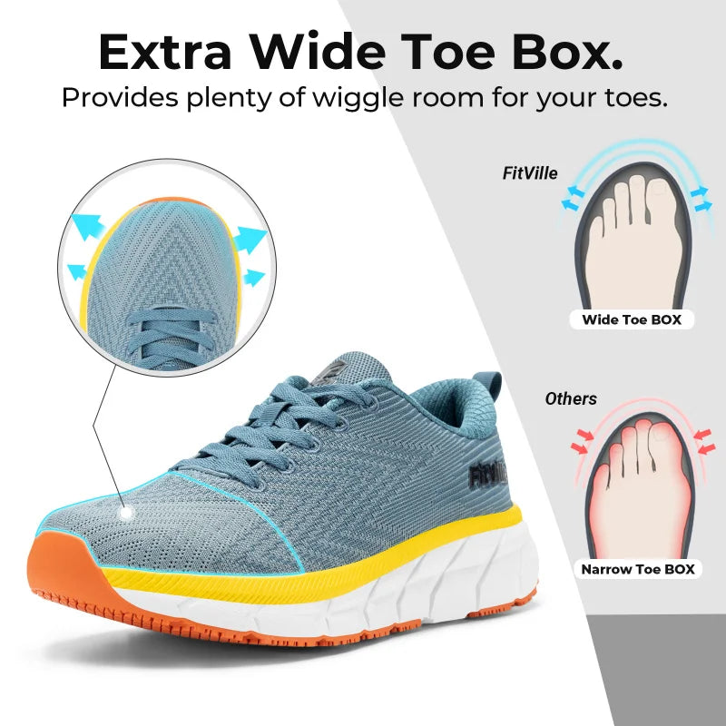 Wide Toe Box Men'S Shoes Cushioned Extra Wide Width Non Slip Running Shoe Comfortable Lightweight Sneakers For Fat Feet