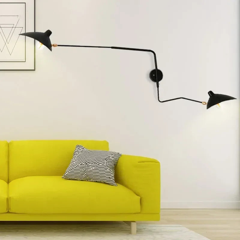 French Designer Long Arm Wall Sconce Lamp Rotary Led Light  for Living Room Bedroom