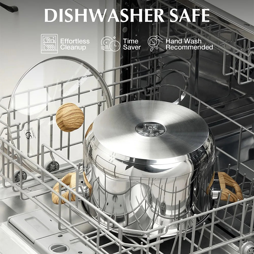 CSK Stainless Steel Pot 8 Quart Stock Pot with Visible Lid for Soup Pasta Vegetable Double Handle Dishwasher Safe