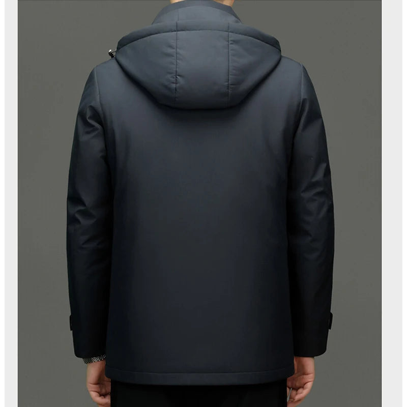 High Quality Men's Hooded Duck Down Jackets Winter Business Casual Windproof Warm Puffer Coat Outwear Thicken Top Parka Clothing
