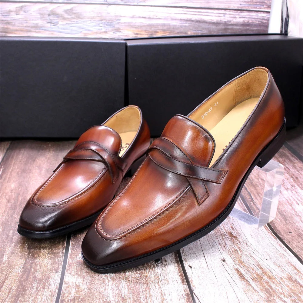 New top layer cowhide casual leather shoes for men's business moccassin high-end leisure flat shoes loafers