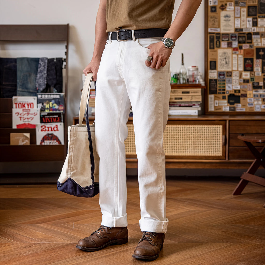 710-0003 Heavy Weight Indigo Selvage Washed 14oz Pants Sanforized Thick Raw Denim Jean Red Tornado