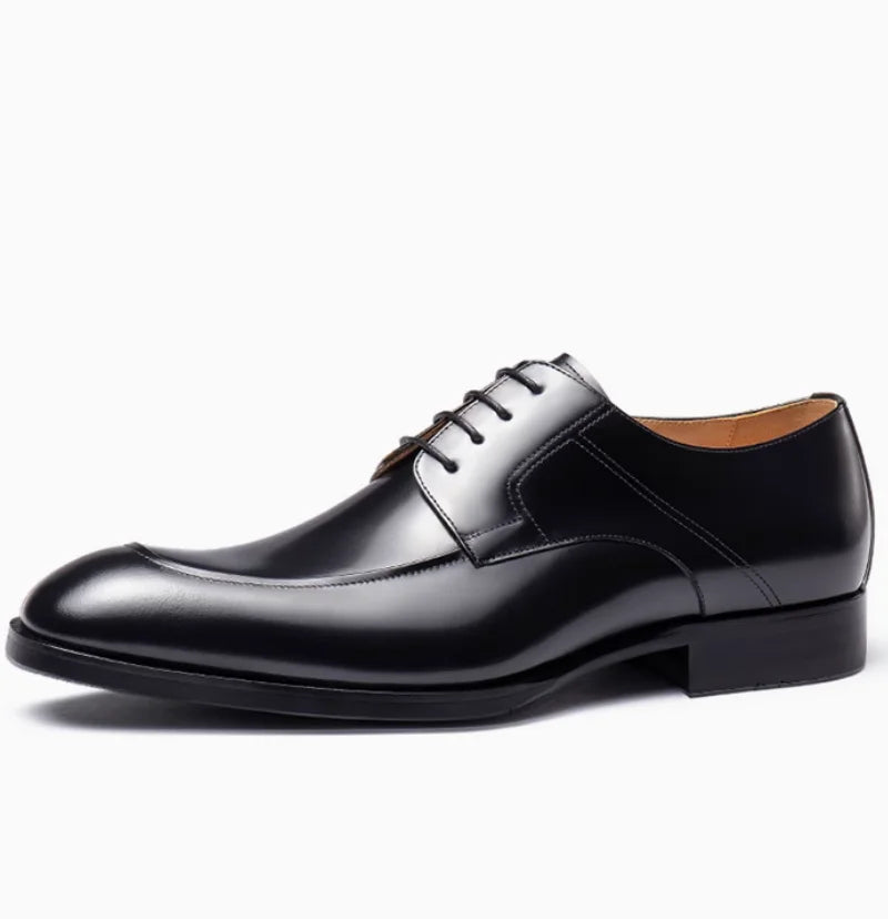 New autumn business formal leather shoes for men, genuine leather pointed toe laced British men's shoes, handmade black trendy m