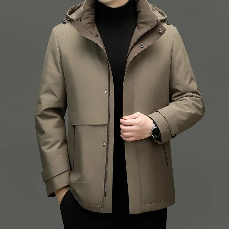 High Quality Men's Hooded Duck Down Jackets Winter Business Casual Windproof Warm Puffer Coat Outwear Thicken Top Parka Clothing