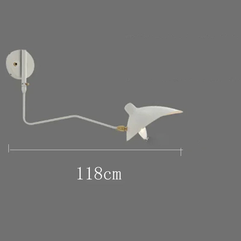 French Designer Long Arm Wall Sconce Lamp Rotary Led Light  for Living Room Bedroom