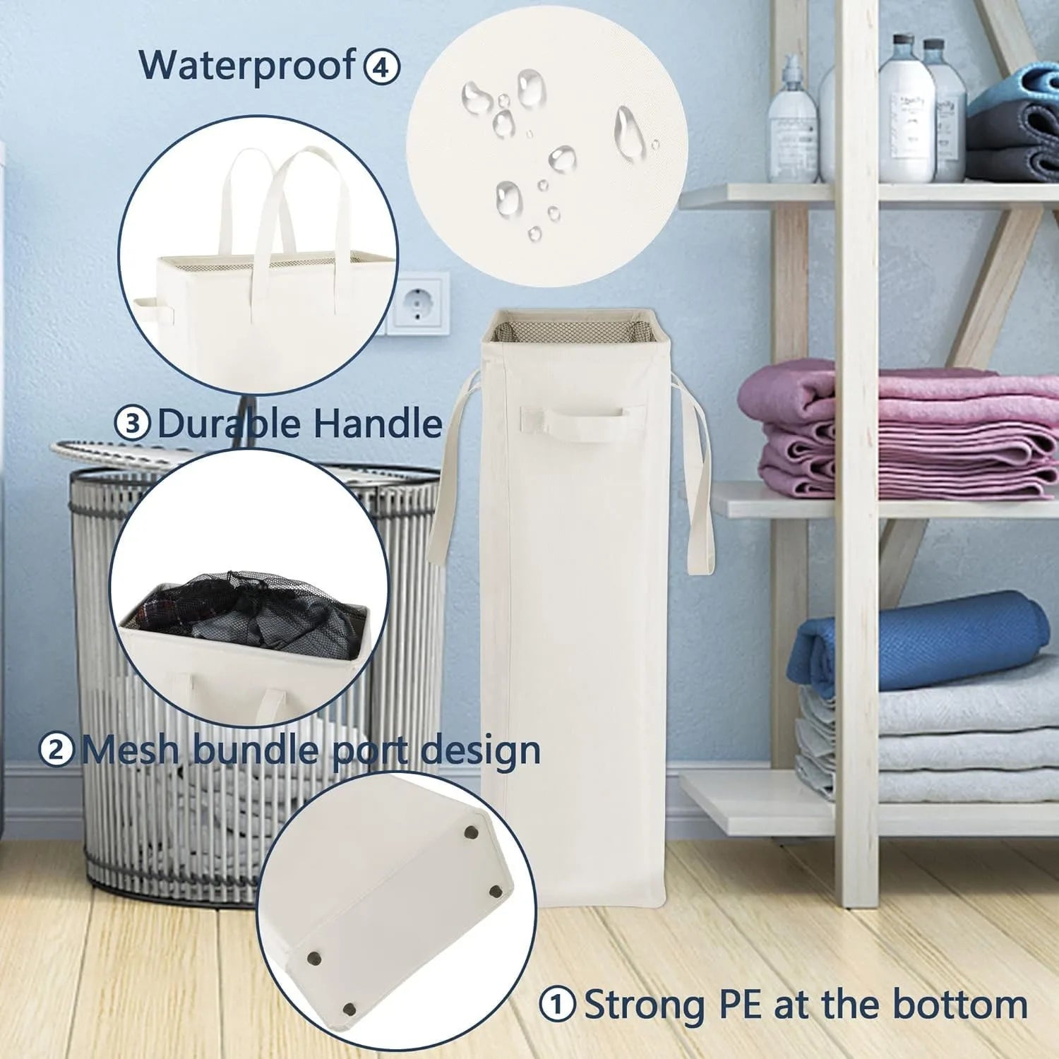Fabric Storage Basket Dirty Clothes Basket Dirty Clothes Basket Foldable For Home Use Bathroom With Bottom Plate Laundry Basket