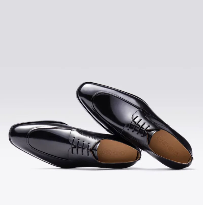 New autumn business formal leather shoes for men, genuine leather pointed toe laced British men's shoes, handmade black trendy m