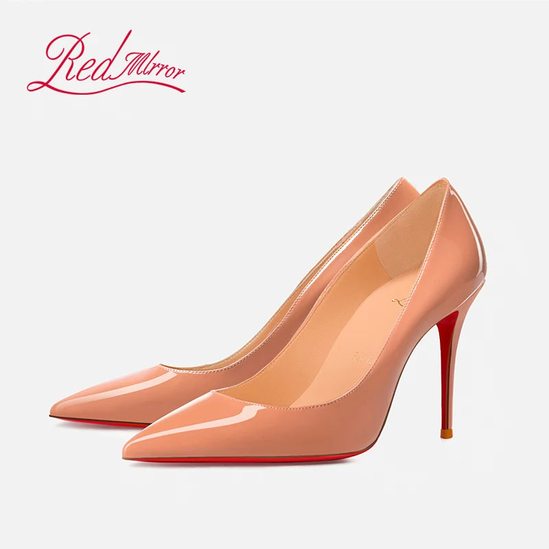 Black red soled high heels for women in 2024, new professional style versatile pointed shallow mouth sexy slim heel shoes