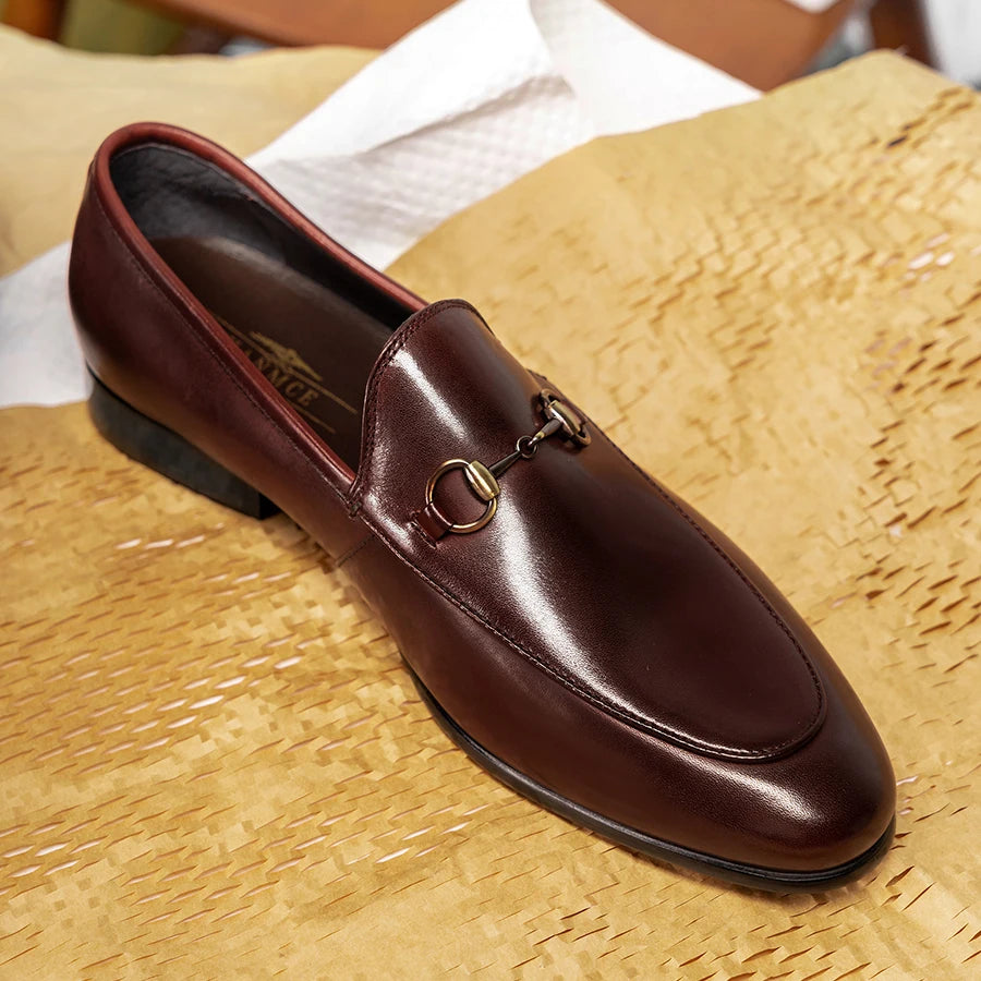 "2025 Men's Luxury Horsebit Loafers | Premium Cowhide Leather Business Casual Shoes | Italian Style Slip-On Dress Shoes
