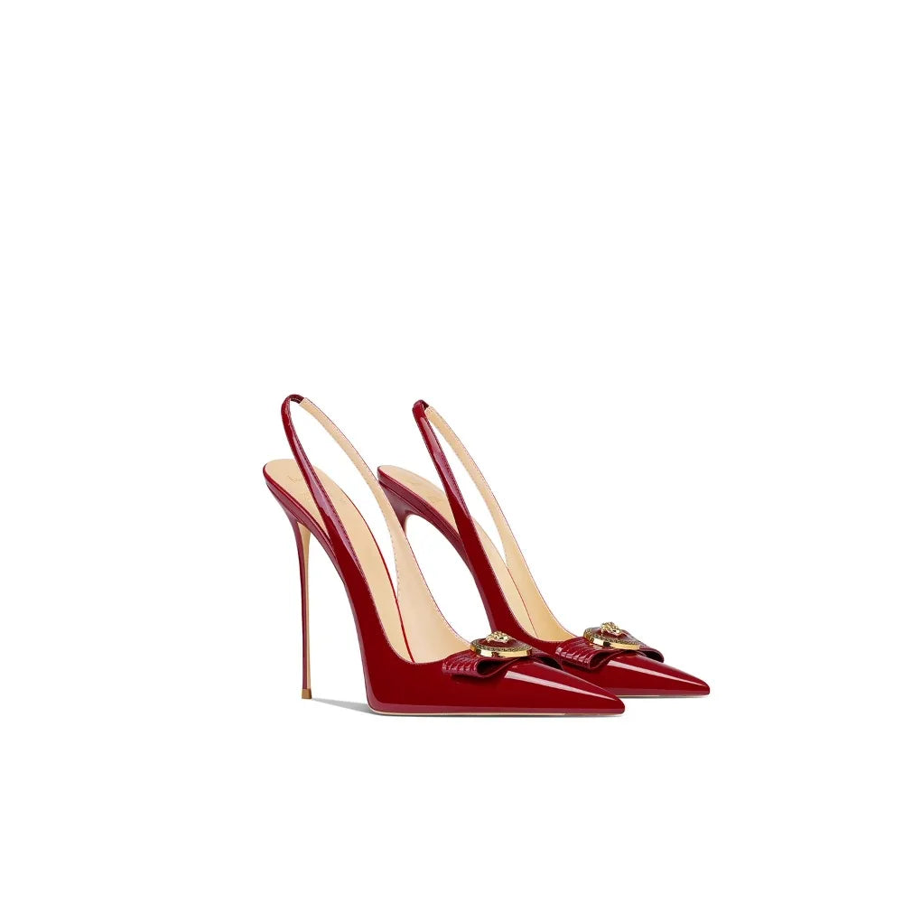 2025 Summer Women Burgundy High Heels Pointed Toe Stiletto Elegant French Style Petite Shoes