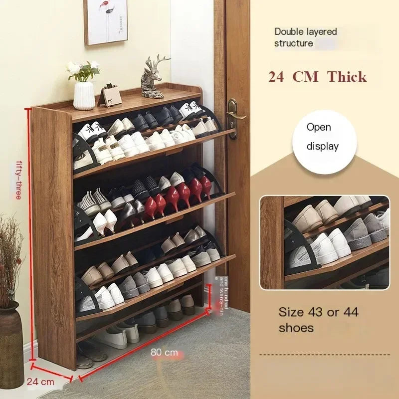 Ultra Thin Shoes Cabinet Household Doorway Multi Functional Storage Cabinet Simple Narrow Flip-Flop Small Shoe Rack Organizer