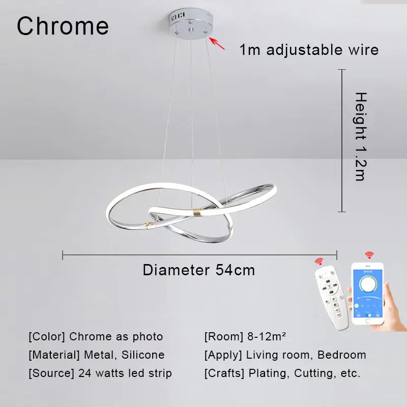 Modern Gold Led Pendant Light Fixtures Dining Room Decoration Home Appliances Living Room Hanging Lamps Remote Control Lustre