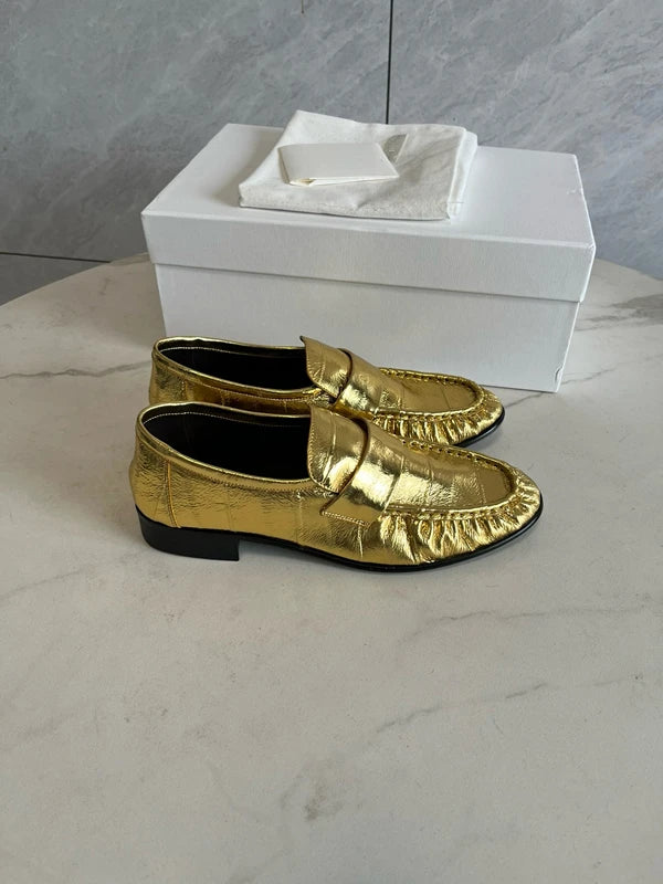 Jenny&Dave Fashionable Leather Retro Crocodile Leather Loafers Shoes Women Nordic Minimalist And Casual Flat Shoes