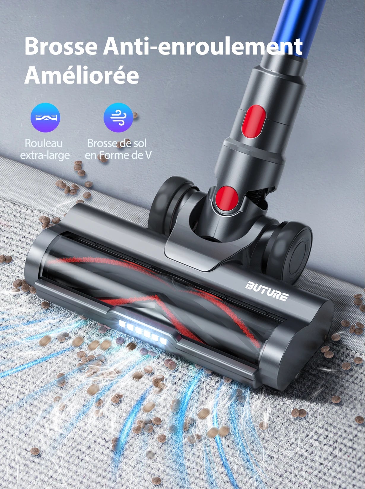 Buture JR500 cordless vacuum cleaner 55 Min 36kpa vacuum cleaner household appliances 1.2l removable battery dust cup portable