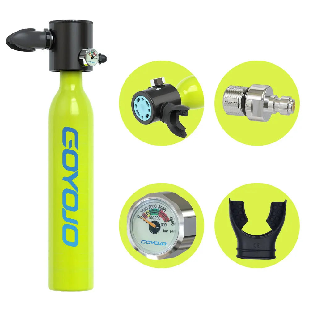 Mini Scuba Tank Diving Equipment Underwater Diving Cylinder Inflator 0.5L Outdoor Oxygen Tank 5-10 Minutes Spearfishing