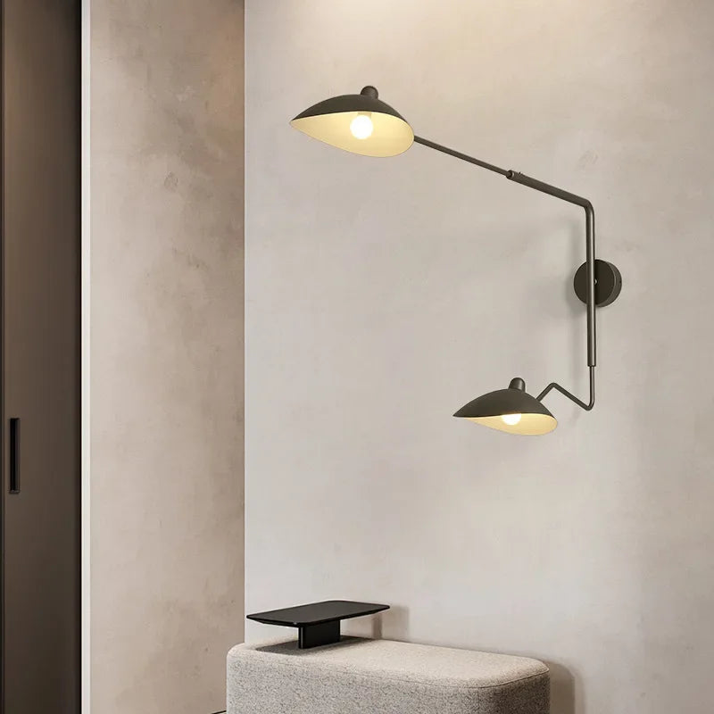 French Designer Long Arm Wall Sconce Lamp Rotary Led Light  for Living Room Bedroom