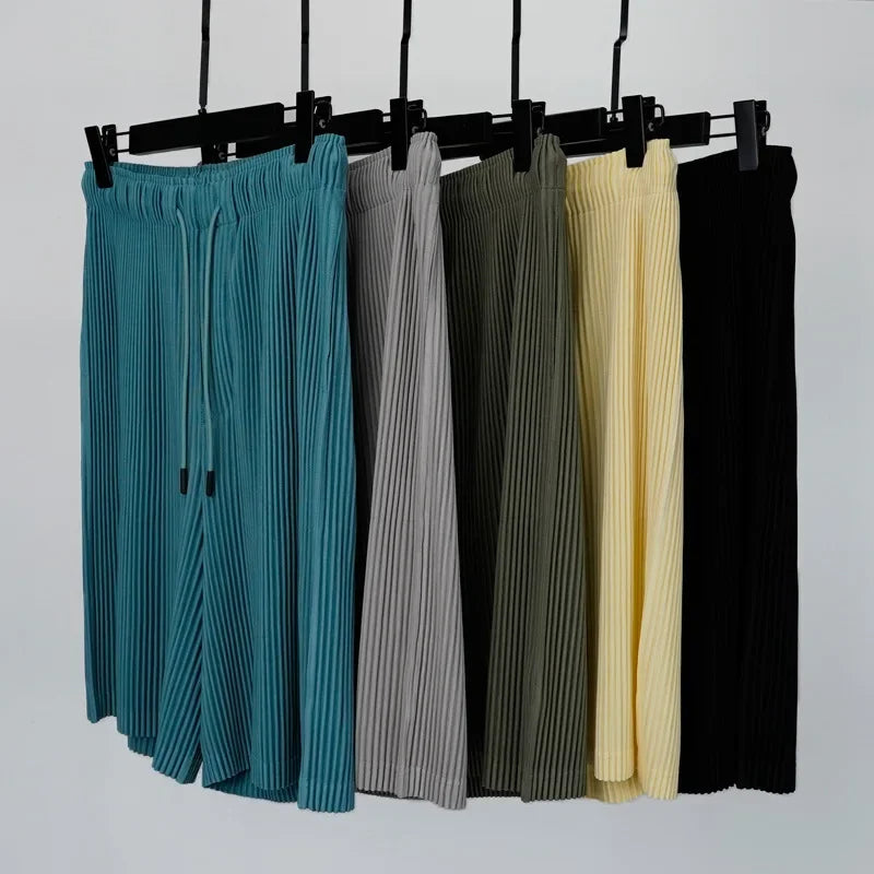 Miyake Pleated Casual Shorts 2025 Summer New Men's Shorts Wear Pleated Senior Sense Loose Large Size Casual Pants Men Clothing