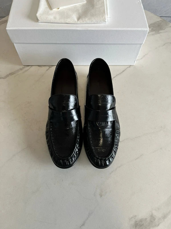 Jenny&Dave Fashionable Leather Retro Crocodile Leather Loafers Shoes Women Nordic Minimalist And Casual Flat Shoes