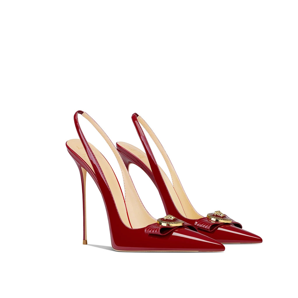 2025 Summer Women Burgundy High Heels Pointed Toe Stiletto Elegant French Style Petite Shoes