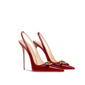 2025 Summer Women Burgundy High Heels Pointed Toe Stiletto Elegant French Style Petite Shoes