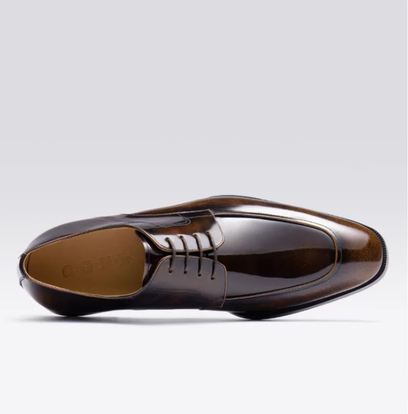 New autumn business formal leather shoes for men, genuine leather pointed toe laced British men's shoes, handmade black trendy m