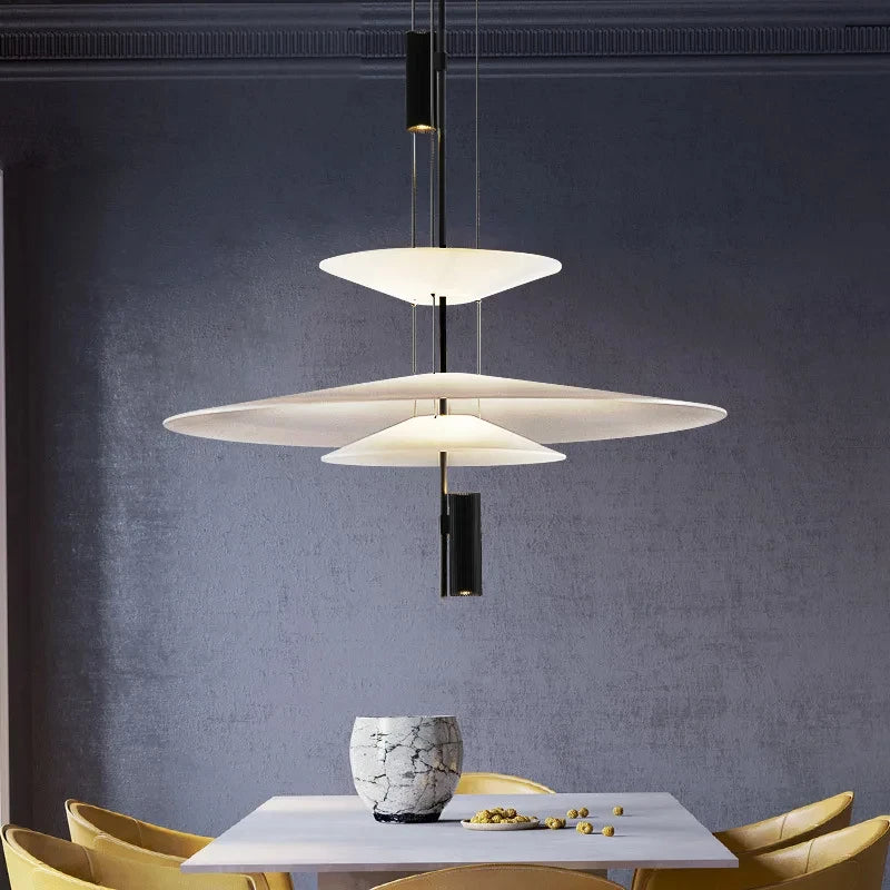Nordic Fashion LED Chandelier Flying Pendant Lights Saucer Home Decor Denmark Designer Living Room Dining Table Bar Hanging Lamp