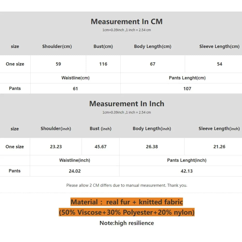 Sweater Real Fox Fur Collar New Autumn Winter Clothing Women Fashion Sweater Suit Female Raccoon Fur Pullovers Trousers Set Lady