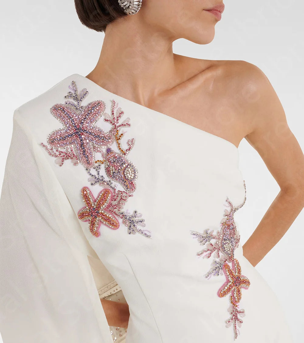 Charming Latest Prom Gowns 2024 One Shoulder Prom Party Dresses Mini Length Wedding Guest Gowns Beading Homecoming Gowns Short