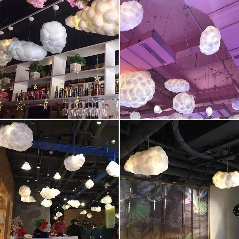 White Floating Cloud Ceiling Chandelier Cotton Lampshade Hanging Lamp Clothing Store Shopping Bedroom Living Room Lighting Decor