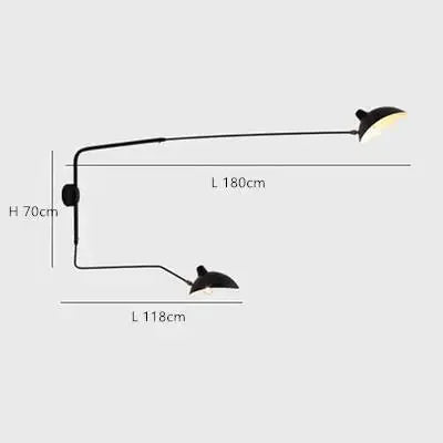 French Designer Long Arm Wall Sconce Lamp Rotary Led Light  for Living Room Bedroom
