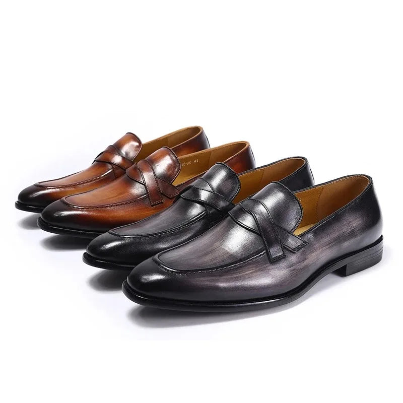 New top layer cowhide casual leather shoes for men's business moccassin high-end leisure flat shoes loafers