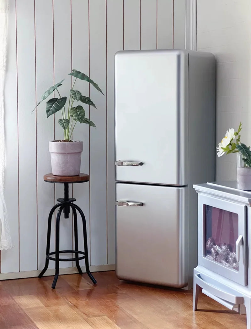 1/6 Doll House Model Furniture Accessories Metal Refrigerator With Light Kitchen Appliances Bjd Ob11 Gsc Blyth Lol Miniatures