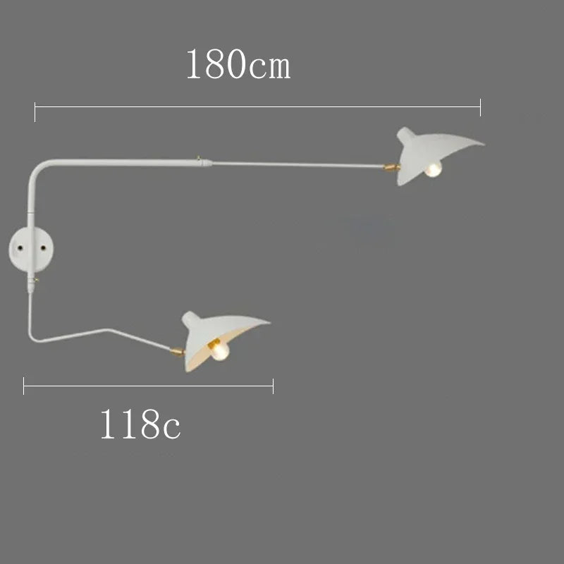 French Designer Long Arm Wall Sconce Lamp Rotary Led Light  for Living Room Bedroom